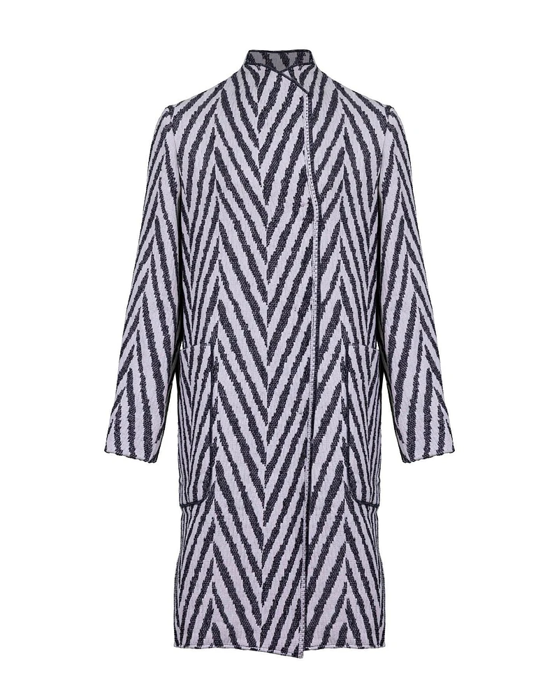 Black and White Chevron Overcoat