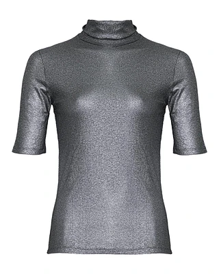 Metallic Mini Rib Turtleneck