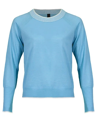 Pure Wool Knitted Sweater Blue Topaz