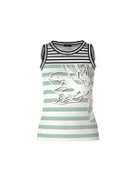 Marc Cain Sleeveless Stripes With Overprint Tank