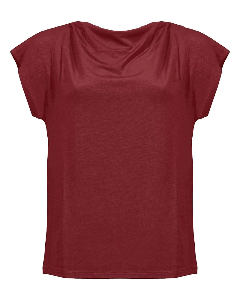 Multid Drape Neck T-Shirt Cherry