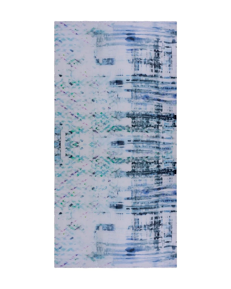 White Blue Print Scarf