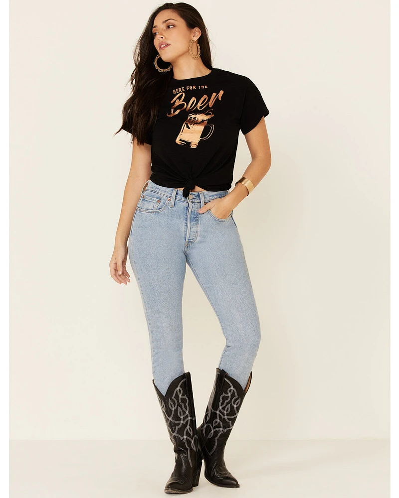 Shyanne Women's Here For The Beer Graphic Tie-Front Short Sleeve Tee