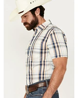 Cody James Men's Plaid Print Short Sleeve Button-Down Stretch Western Shirt