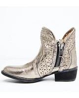 Circle G Women's Silver Cut Out Fashion Booties - Round Toe