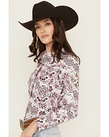 Cowgirl Hardware Women's Paisley Print Long Sleeve Snap Stretch Western Shirt