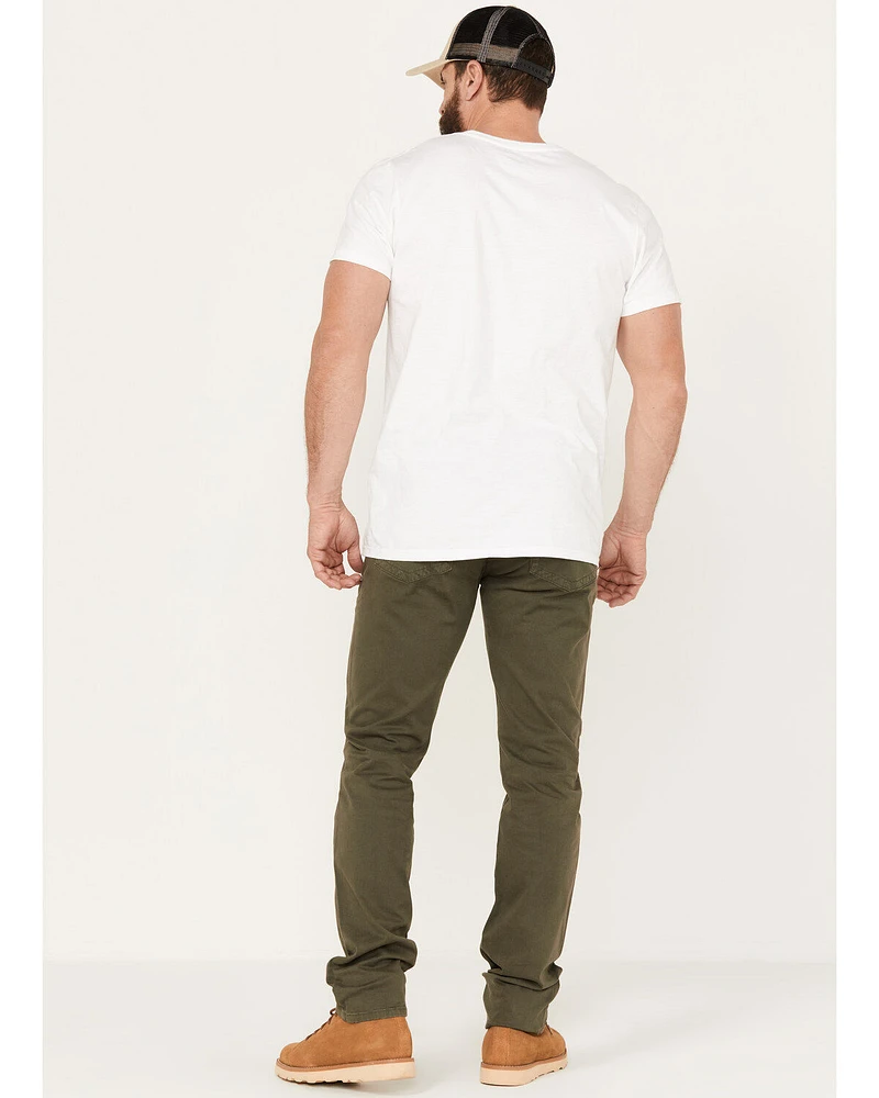Brothers and Sons Men's Olive Night Wash Tucker Slim Straight Stretch Denim Jeans