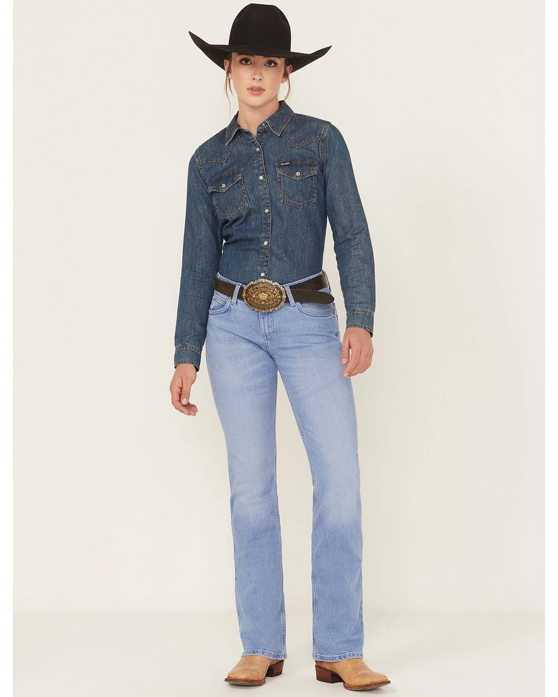 Wrangler Retro Women's Kai Light Wash Mid Rise Bootcut Stretch Denim Jeans