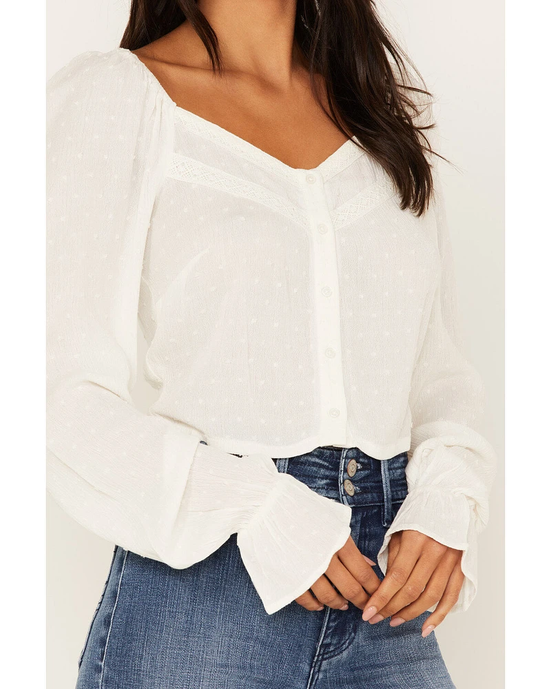 Idyllwind Women's Swiss Dot Lace Poet Blouse