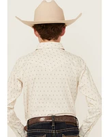 Cody James Boys' Mirage Geo Print Long Sleeve Snap Western Shirt