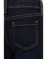 Shyanne Little Girls' Lacey Dark Wash Lace Inset Flare Stretch Denim Jeans