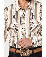 Rock & Roll Denim Men's Southwestern Striped Print Long Sleeve Pearl Snap Stretch Western Shirt