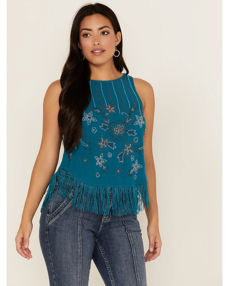 Idyllwind Women's Cameo Beaded Fringe Tank Top