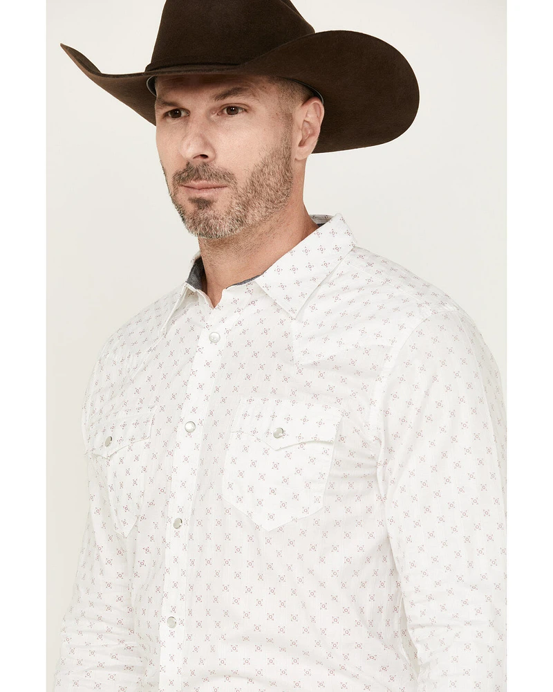 Cody James Men's North Star Jacquard Geo Print Long Sleeve Pearl Snap Western Shirt