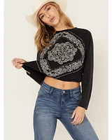 Rock & Roll Denim Women's Bandana Print Long Sleeve T-Shirt