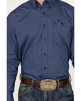 George Strait by Wrangler Men's Geo Print Long Sleeve Button-Down Western Shirt