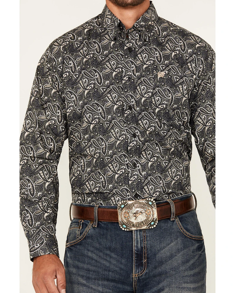 Cinch Men's Paisley Print Long Sleeve Button-Down Western Shirt