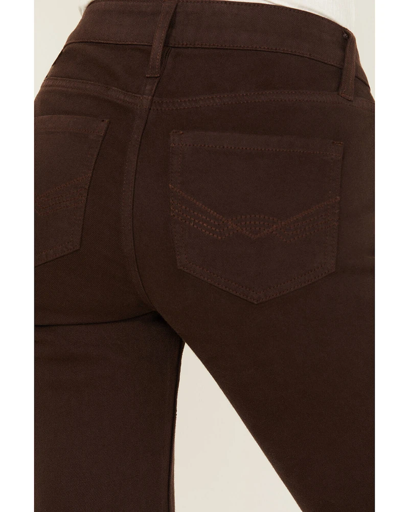 Idyllwind Women's Coffee Bean Mid Rise Rebel Fringe Bootcut Jeans