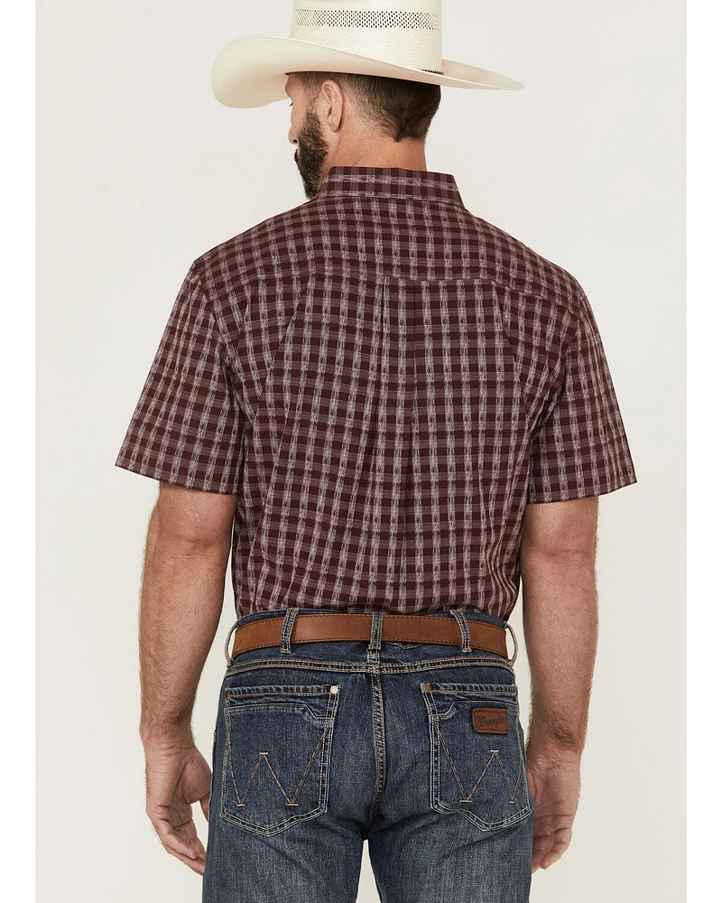 RANK 45® Men's Pick Up Small Plaid Print Short Sleeve Button-Down Western Shirt