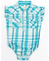 Shyanne Infant Girls' Short Sleeve Plaid Print Onesie