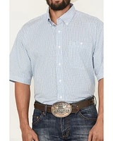 George Strait by Wrangler Men's Plaid Print Short Sleeve Button-Down Stretch Western Shirt