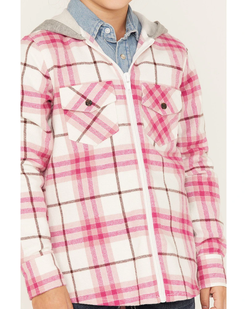Shyanne Girls' Plaid Print Long Sleeve Flannel Shacket