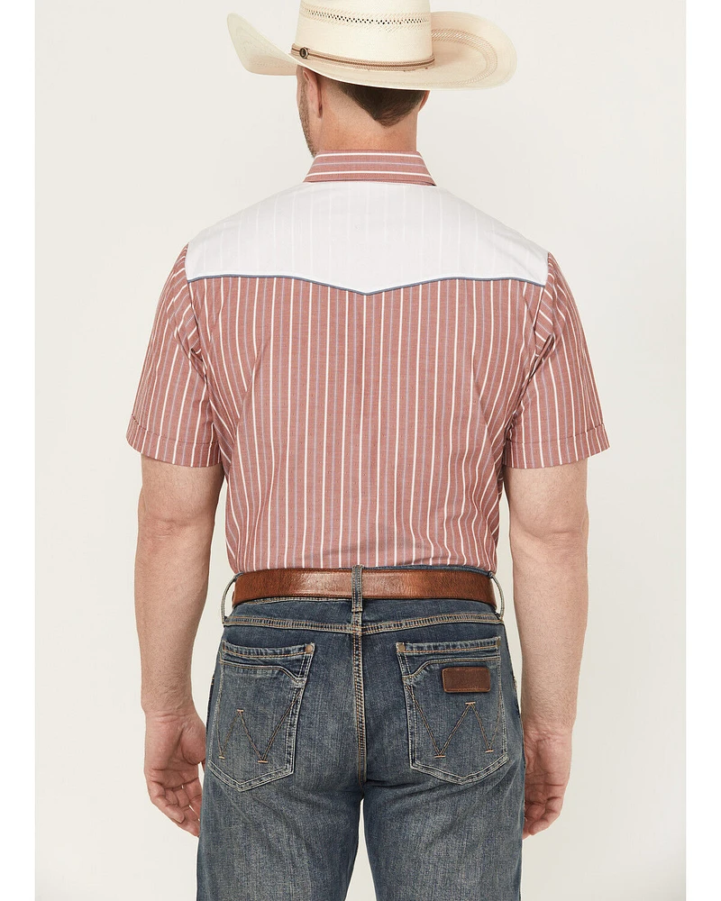 Ely Walker Men's Flag Yoke Striped Short Sleeve Pearl Snap Western Shirt