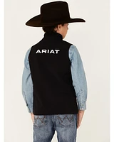 Ariat Boys' Solid Black New Team Softshell Zip-Front Vest