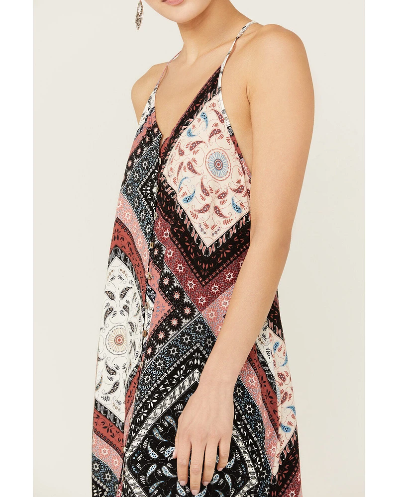 Shyanne Women's Patchwork Printed Sleeveless Midi Dress
