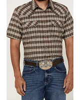 Cody James Men's Grit Plaid Print Short Sleeve Snap Western Shirt - Tall