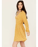 Wild Moss Women's Ditsy Floral Print Cut Out Mini Dress