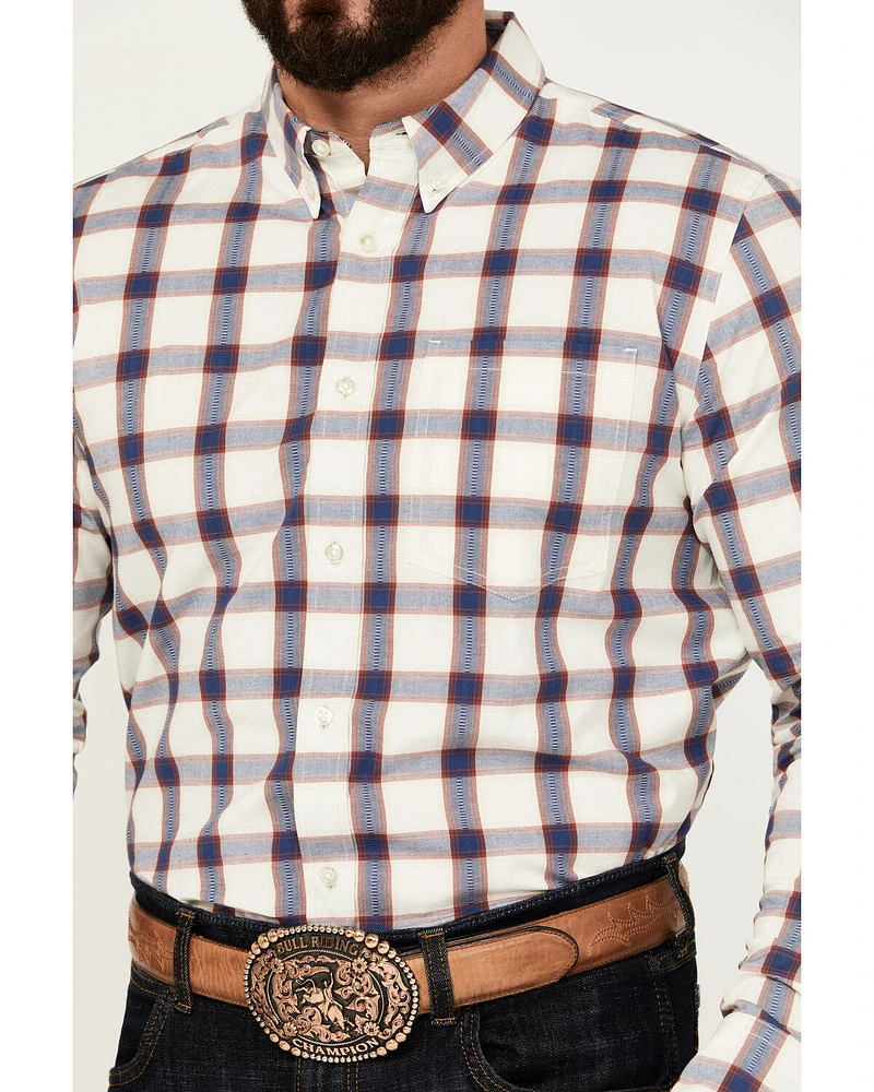 Cody James Men's Yeehaw Plaid Print Long Sleeve Button-Down Stretch Western Shirt - Tall