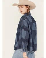 Levi's Women's Dylan Oversized Western Patchwork Print Long Sleeve Pearl Snap Shirt
