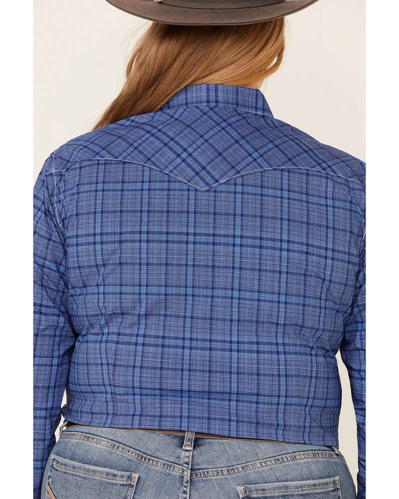 Rough Stock by Panhandle Women's Carrigan Plaid Print Long Sleeve Western Shirt - Plus