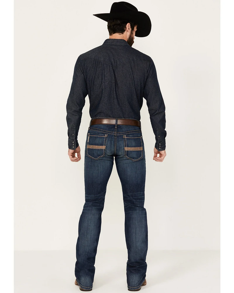 Cinch Men's Ian Medium Wash Stonewash Slim Bootcut Stretch Performance Jeans