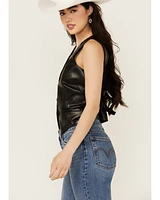 Revel Women's Solid Faux Leather Vest