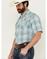 Wrangler Retro Men's Plaid Print Short Sleeve Pearl Snap Western Shirt