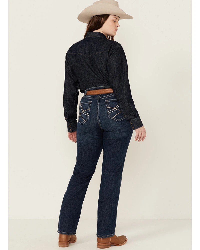 Ariat Women's Dark Wash Mid Rise Everlee Stretch Straight Jeans - Plus