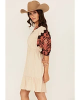 Shyanne Women's Embroidered Quarter Sleeve Mini Dress