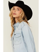 Wrangler Retro Women's Long Sleeve Snap Denim Cropped Western Shirt
