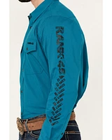 RANK 45® Men's Solid Logo Long Sleeve Performance Stretch Western Shirt