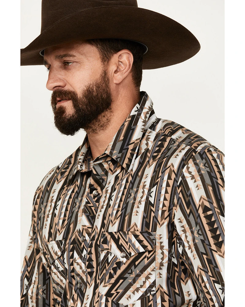Rock & Roll Denim Men's Southwestern Print Vintage Stretch Western Shirt