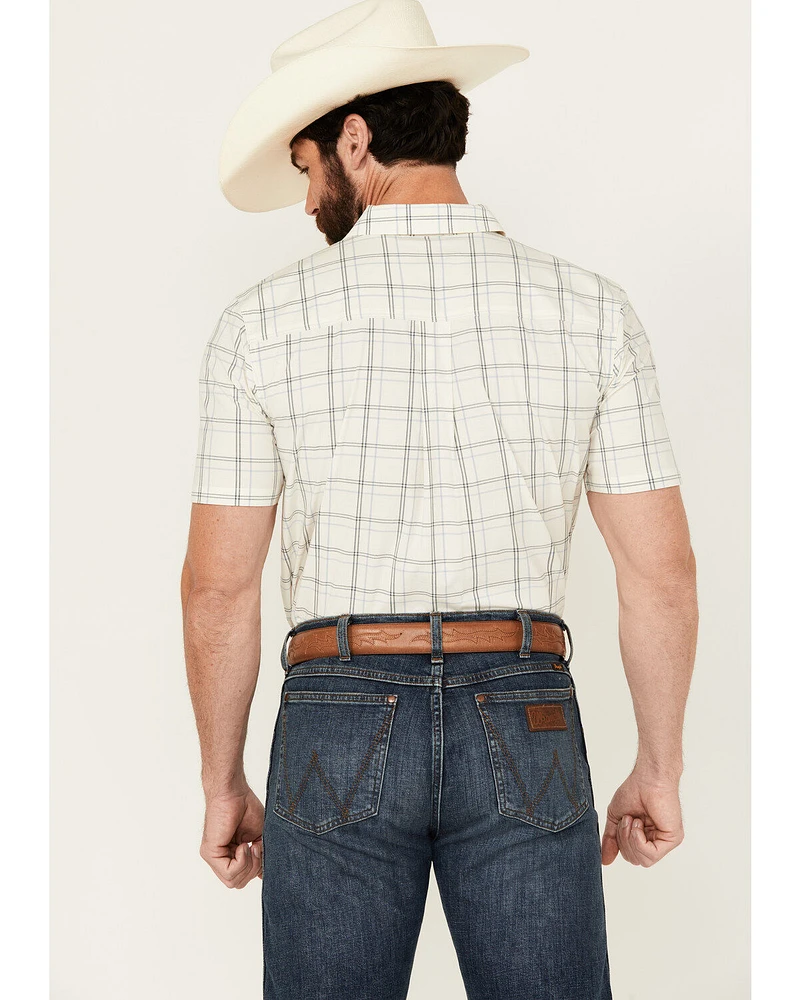 Cody James Men's Open Field Plaid Print Short Sleeve Button-Down Stretch Western Shirt