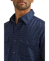 Wrangler Retro Men's Premium Geo Print Long Sleeve Button-Down Western Shirt