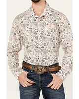 Rock & Roll Denim Men's Tattoo Print Long Sleeve Pearl Snap Stretch Western Shirt
