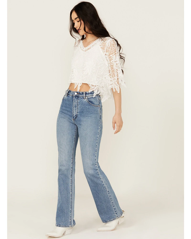 Rolla's Women's Boot Barn Exclusive Salty Medium Wash High Rise Duster Bootcut Stretch Denim Jeans