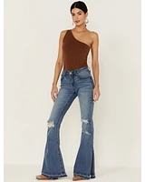 Shyanne Women's Mid Release Hem Side Slit Flare Jeans