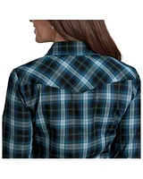 Roper Women's Windowpane Plaid Print Long Sleeve Snap Western Shirt