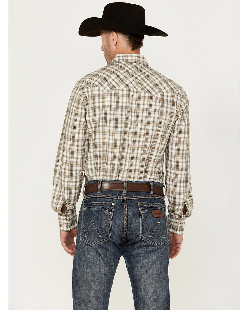 Wrangler Retro Men's Plaid Print Long Sleeve Snap Western Shirt