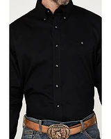 George Strait by Wrangler Men's Solid Long Sleeve Button-Down Stretch Western Shirt